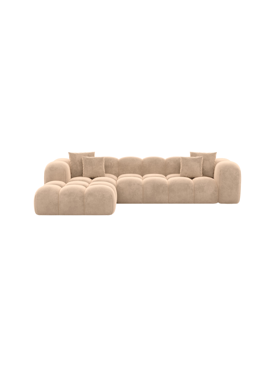 
4-Sitzer Design Ecksofa „Alba“ mit Samtbezug - Samtbezug Königsblau / Eckteil links