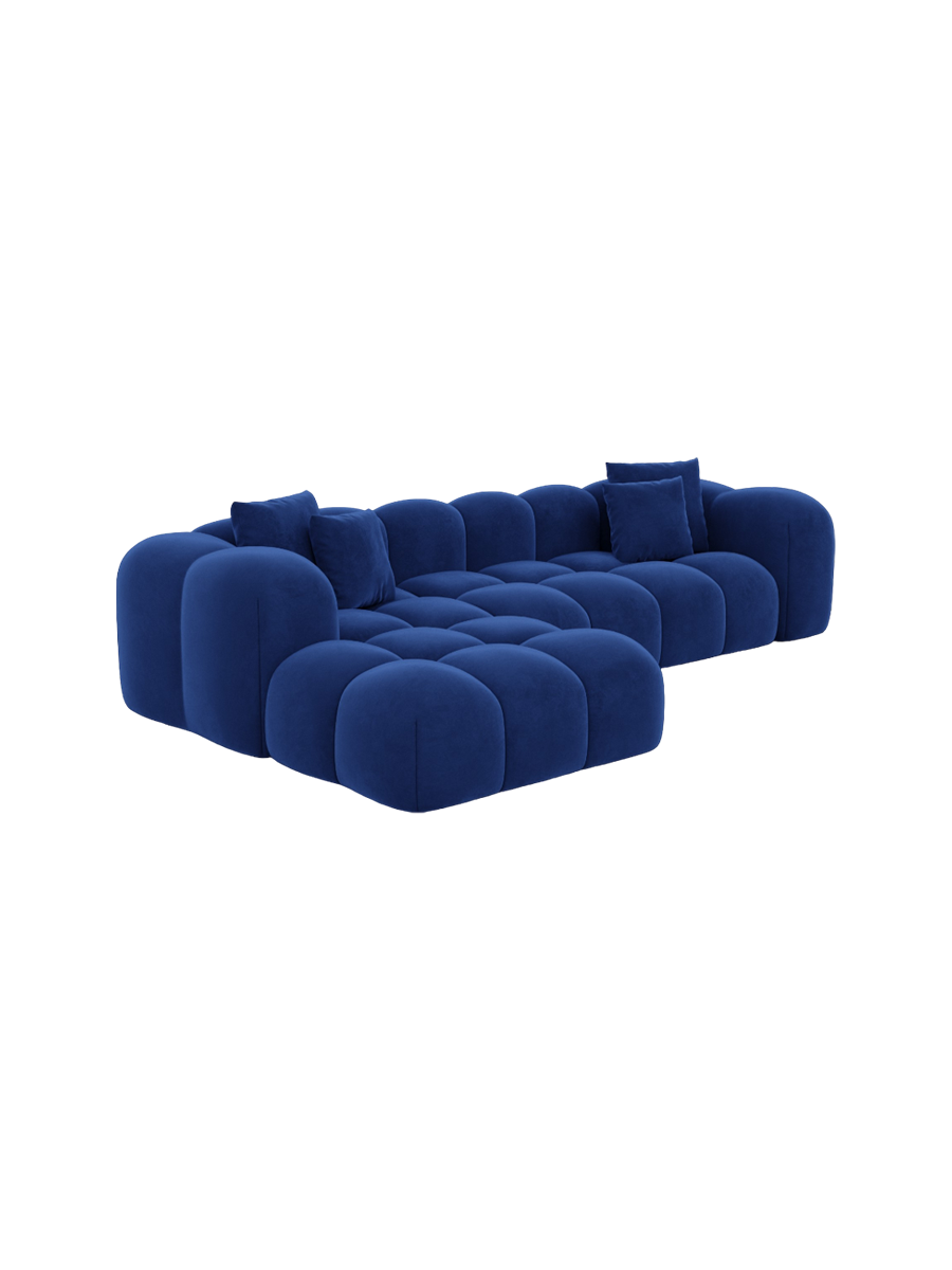 
4-Sitzer Design Ecksofa „Alba“ mit Samtbezug - Samtbezug Königsblau / Eckteil links