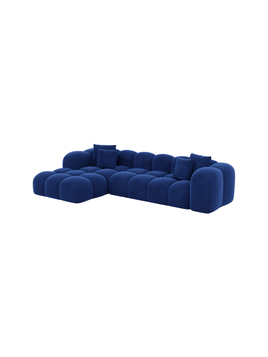 
4-Sitzer Design Ecksofa „Alba“ mit Samtbezug - Samtbezug Königsblau / Eckteil links