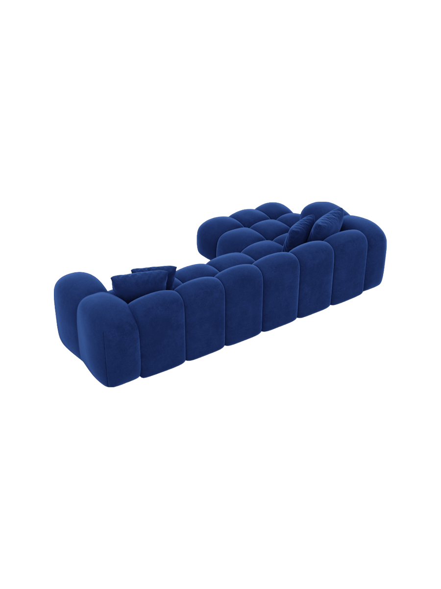 
4-Sitzer Design Ecksofa „Alba“ mit Samtbezug - Samtbezug Königsblau / Eckteil links
