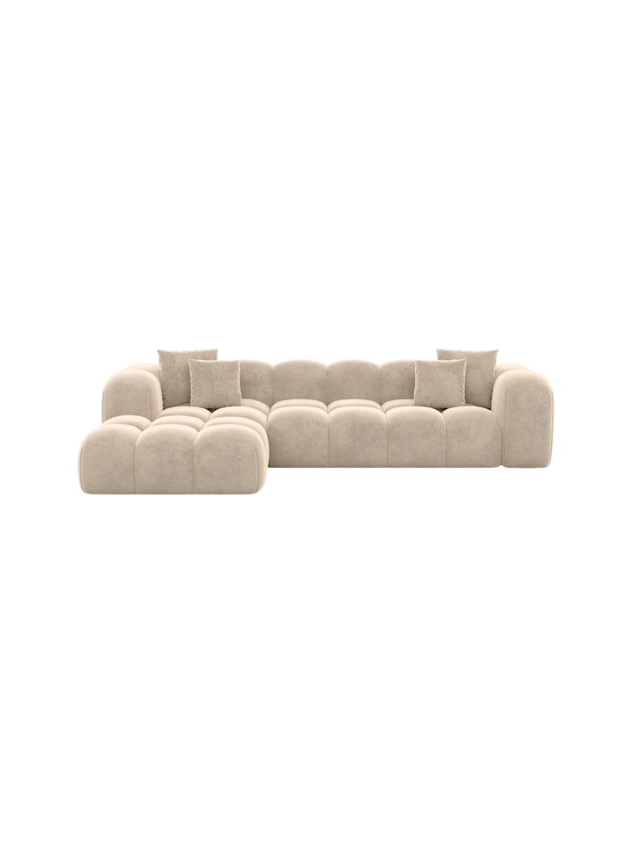 
4-Sitzer Design Ecksofa „Alba“ mit Samtbezug - Samtbezug Königsblau / Eckteil links