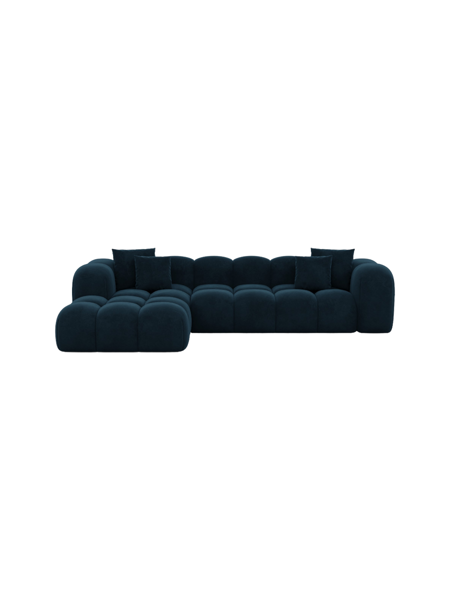 
4-Sitzer Design Ecksofa „Alba“ mit Samtbezug - Samtbezug Königsblau / Eckteil links