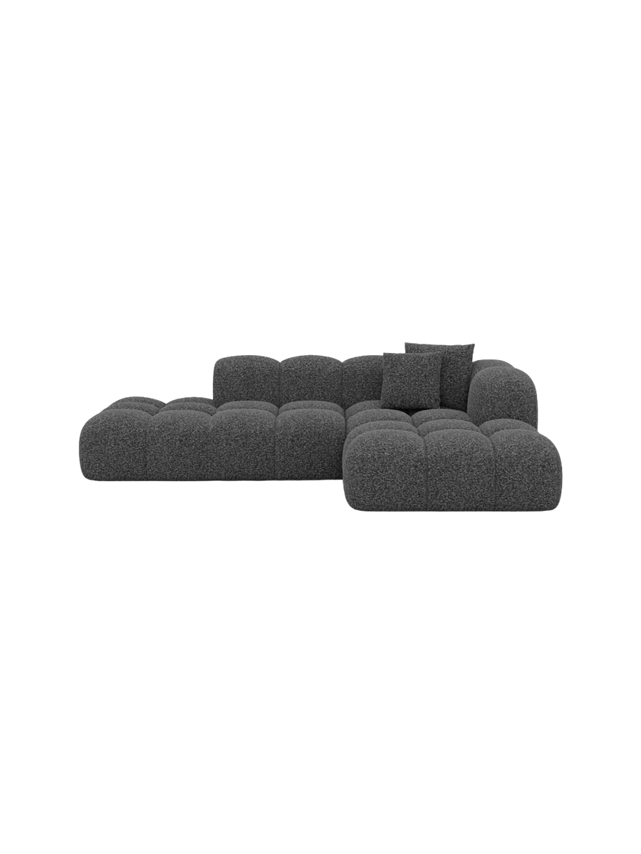 
4-Sitzer Design Ecksofa „Alba Lounge“ mit Bouclé-Bezug - Bouclé Graphit / Eckteil links