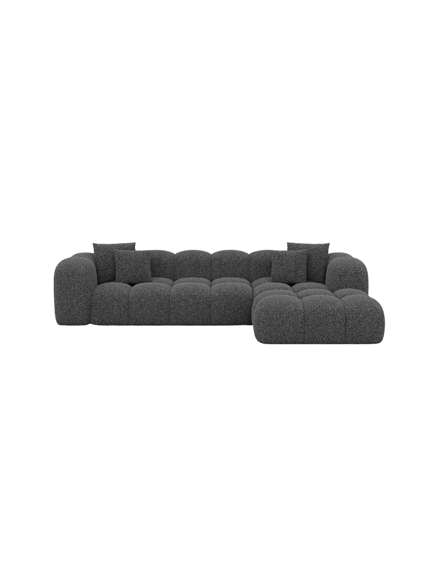 
4-Sitzer Design Ecksofa „Alba“ mit Bouclé-Bezug - Bouclé Graphit / Eckteil links