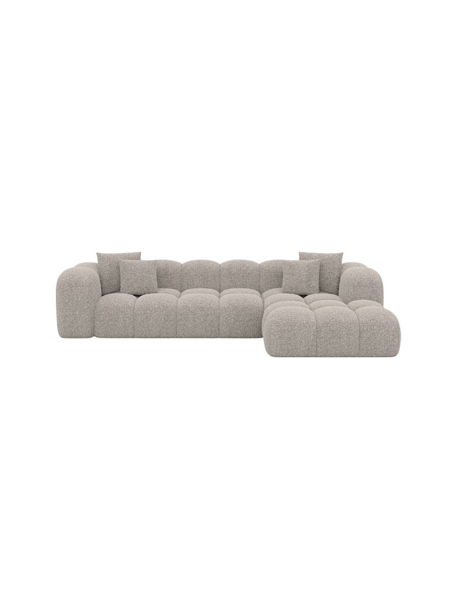 
4-Sitzer Design Ecksofa „Alba“ mit Bouclé-Bezug - Bouclé Graphit / Eckteil links