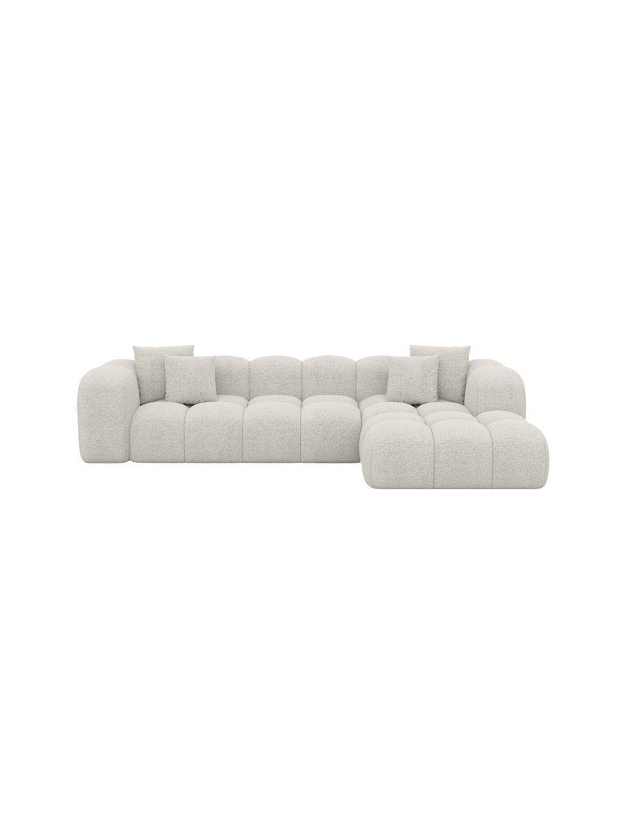 
4-Sitzer Design Ecksofa „Alba“ mit Bouclé-Bezug - Bouclé Graphit / Eckteil links