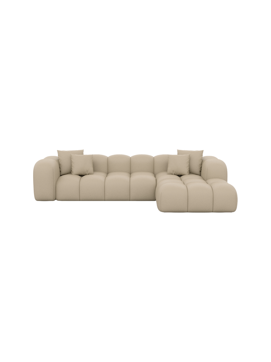 
4-Sitzer Design Echtleder Ecksofa „Alba“ - Echtleder Beige / Eckteil links