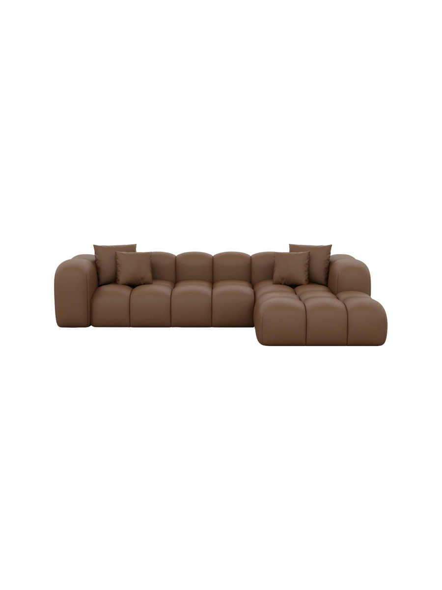 
4-Sitzer Design Echtleder Ecksofa „Alba“ - Echtleder Beige / Eckteil links