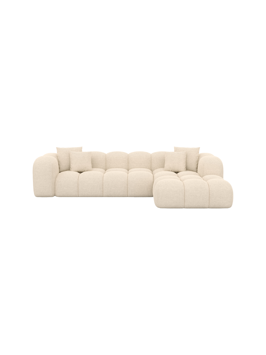 
4-Sitzer Design Ecksofa „Alba“ mit Strukturstoff-Bezug - Strukturstoff Beige / Eckteil links