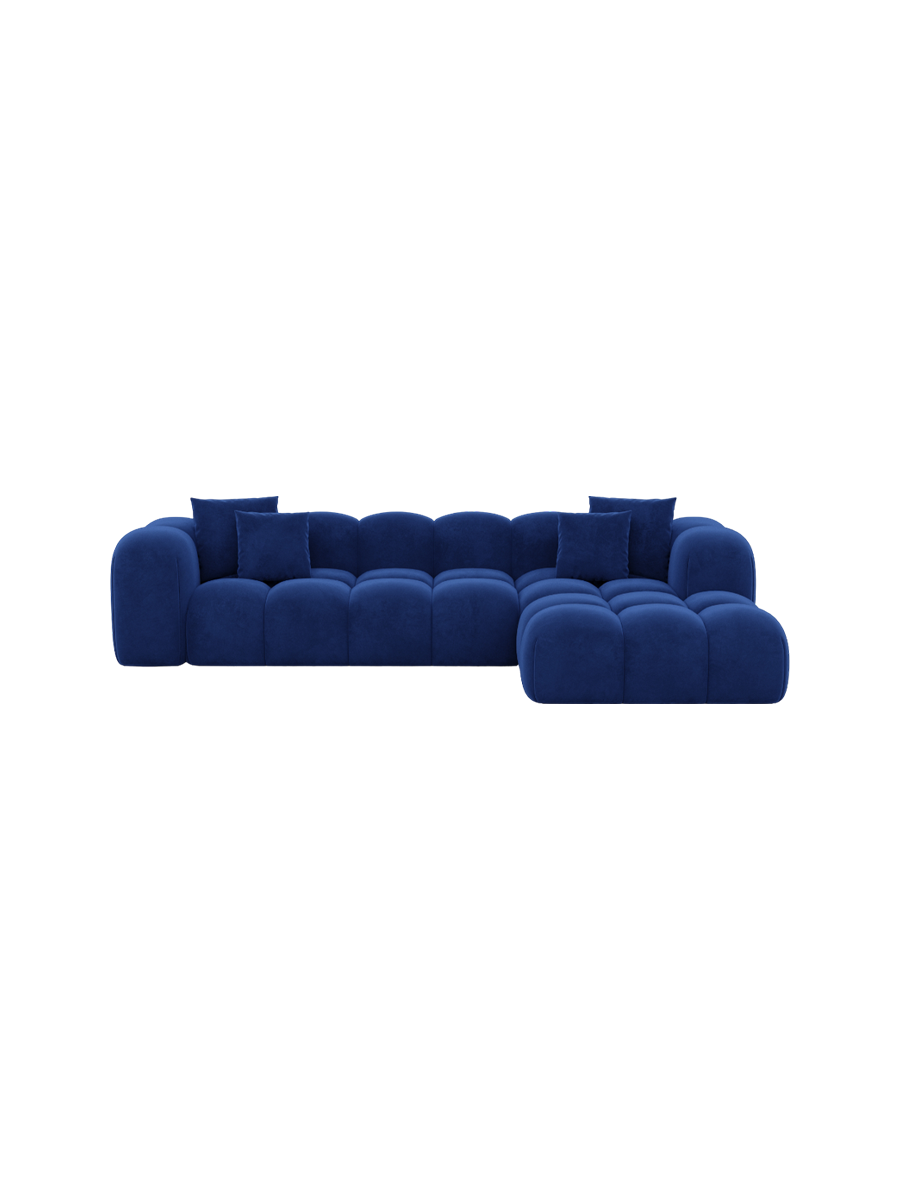 
4-Sitzer Design Ecksofa „Alba“ mit Samtbezug - Samtbezug Königsblau / Eckteil links