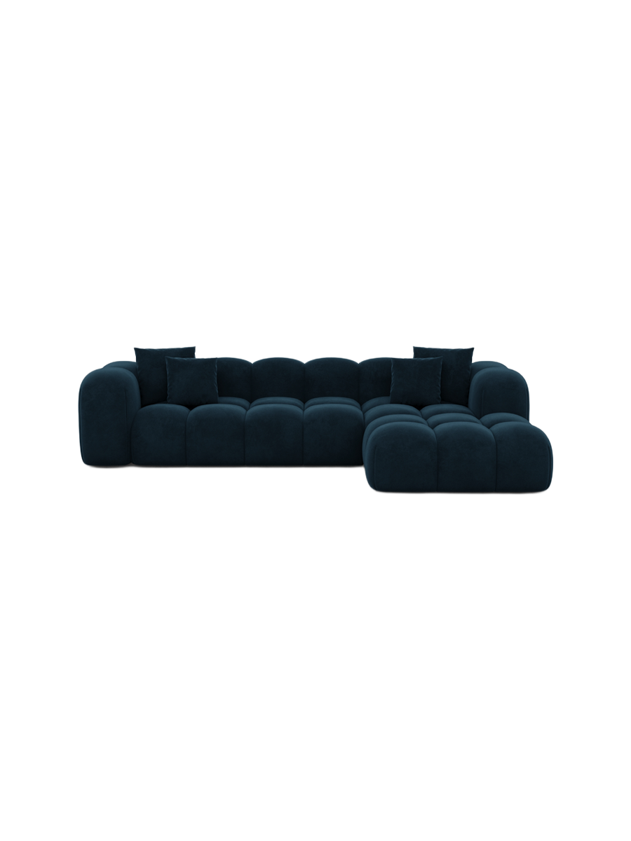 
4-Sitzer Design Ecksofa „Alba“ mit Samtbezug - Samtbezug Königsblau / Eckteil links