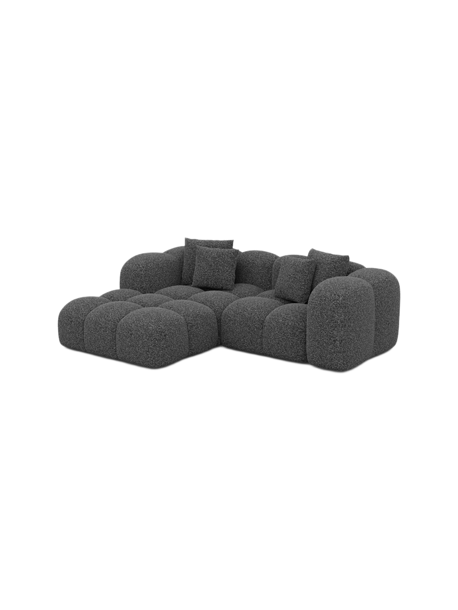 
3-Sitzer Design Ecksofa „Alba Studio“ mit Bouclé-Bezug - Bouclé Graphit / Eckteil links