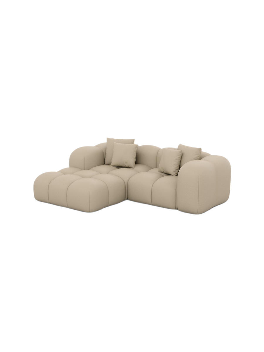 
3-Sitzer Design Echtleder Ecksofa „Alba Studio“ - Echtleder Beige / Eckteil links