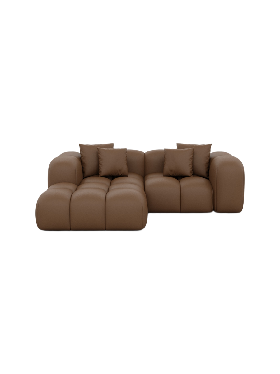 
3-Sitzer Design Echtleder Ecksofa „Alba Studio“ - Echtleder Beige / Eckteil links