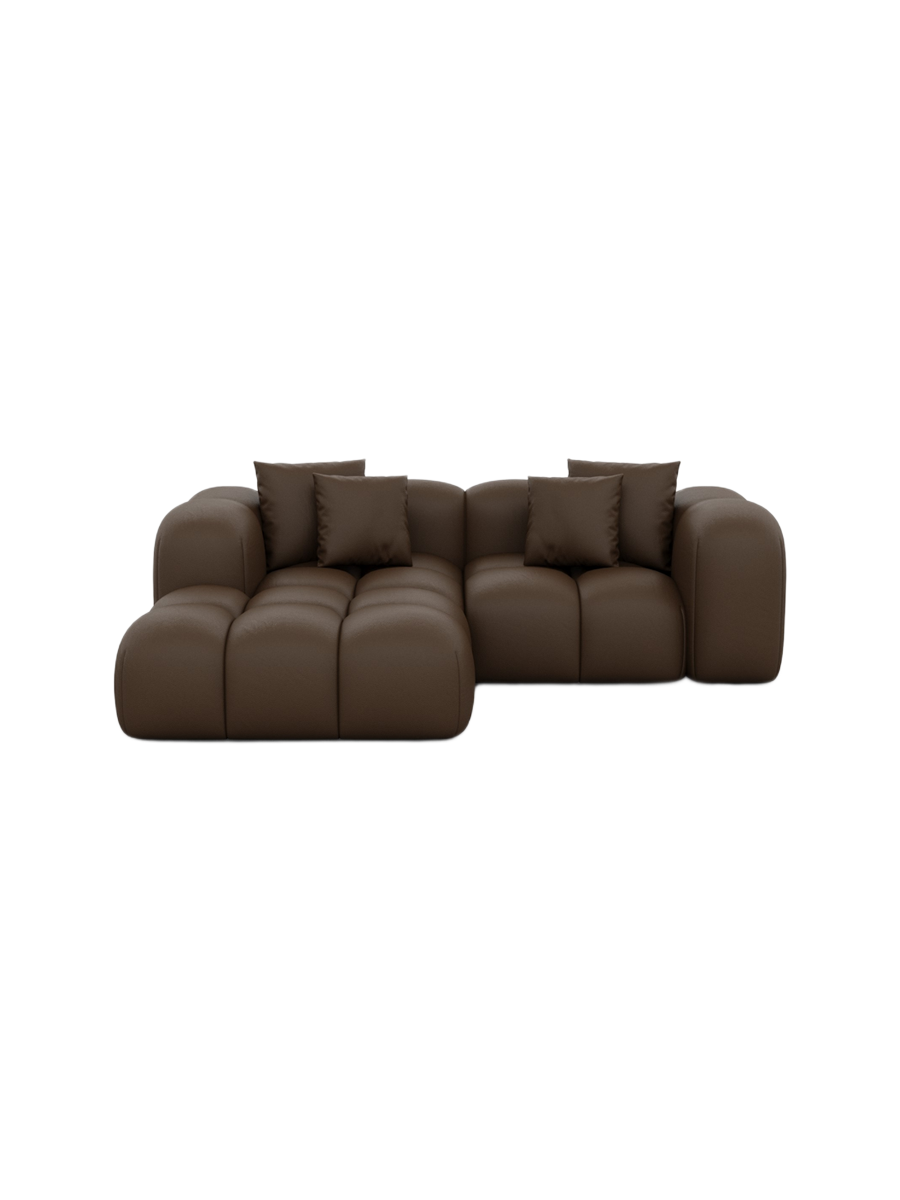 
3-Sitzer Design Echtleder Ecksofa „Alba Studio“ - Echtleder Beige / Eckteil links
