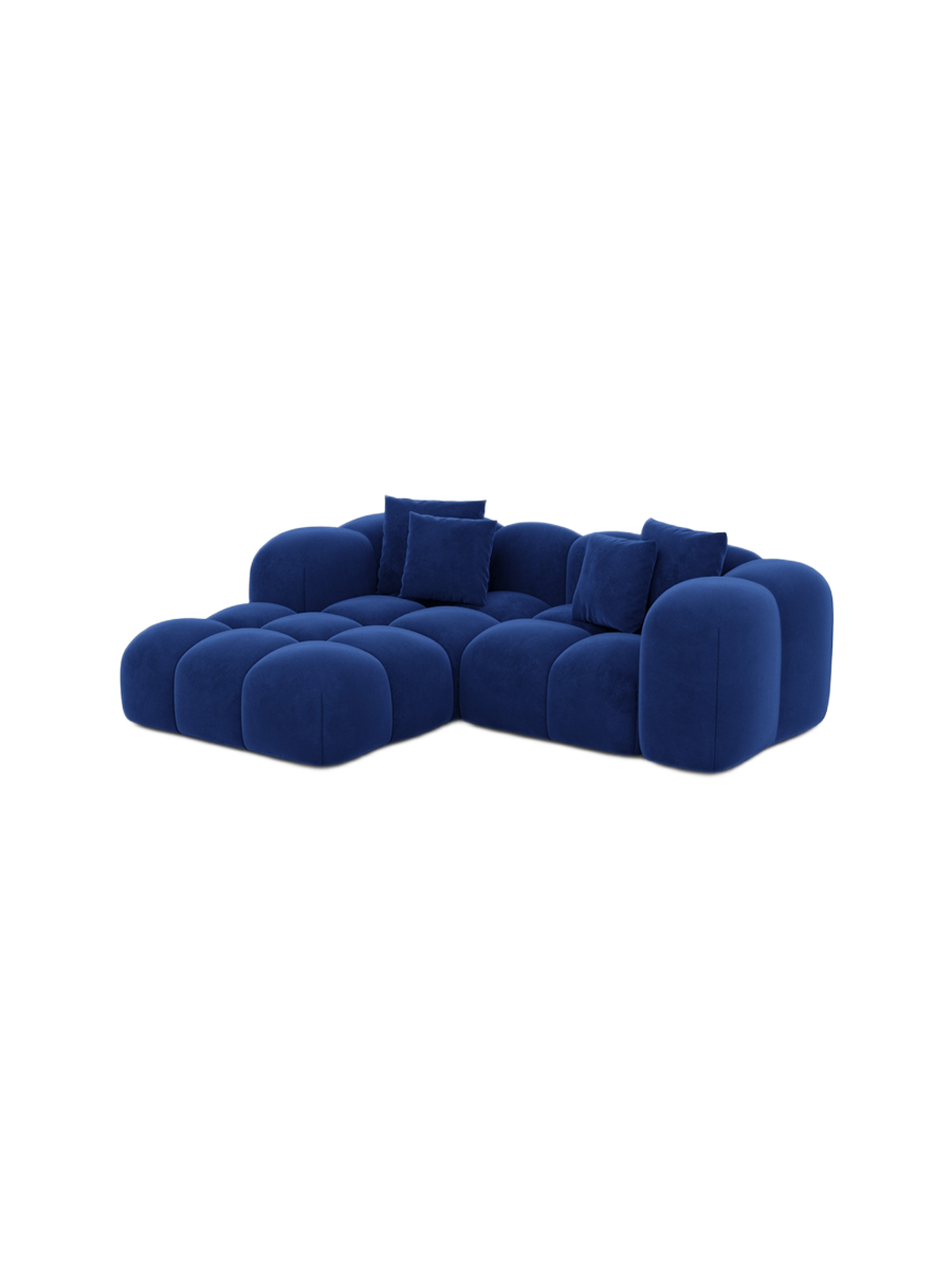 
3-Sitzer Design Ecksofa „Alba Studio“ mit Samtbezug - Samtbezug Königsblau / Eckteil links