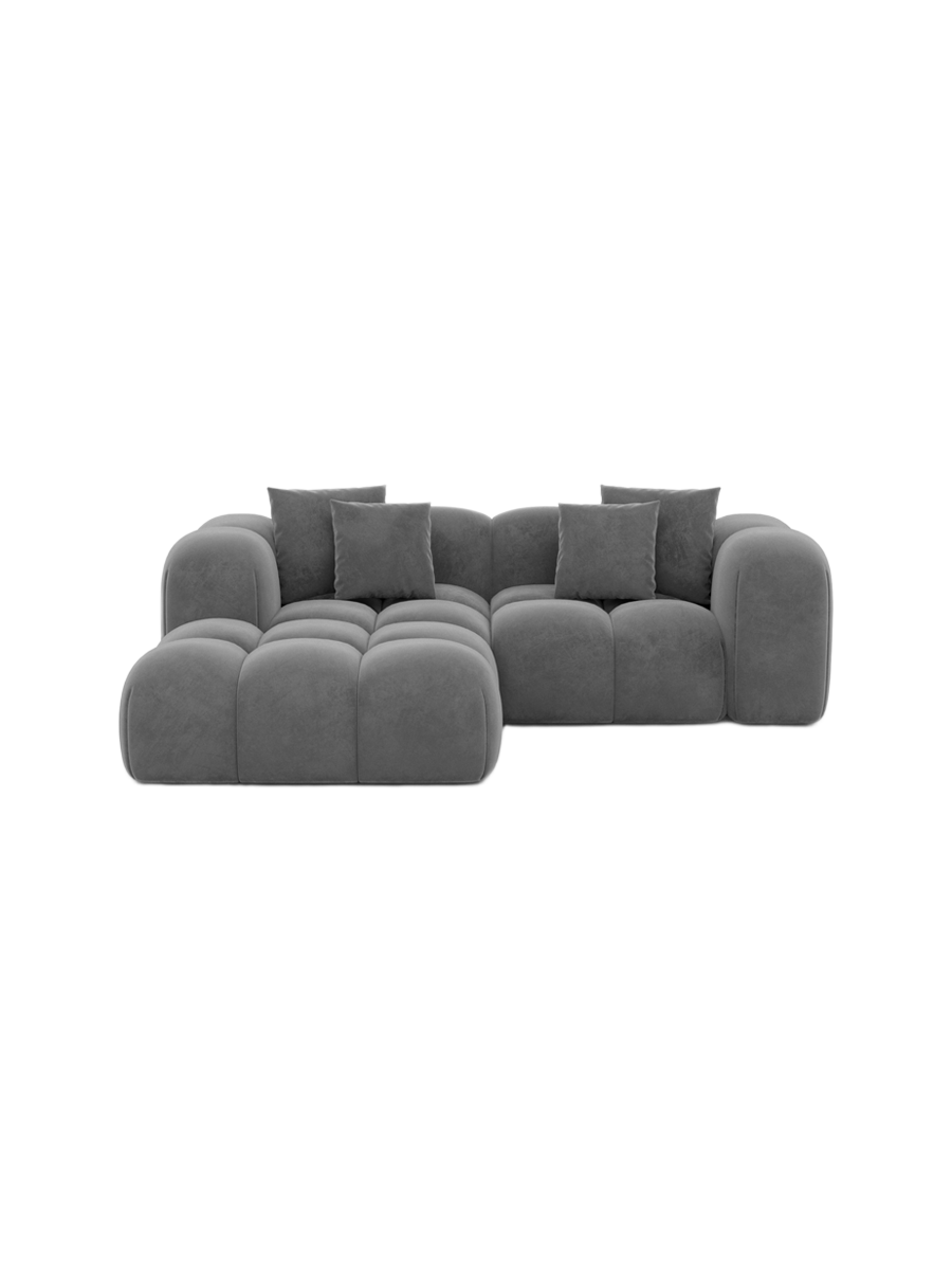 
3-Sitzer Design Ecksofa „Alba Studio“ mit Samtbezug - Samtbezug Königsblau / Eckteil links