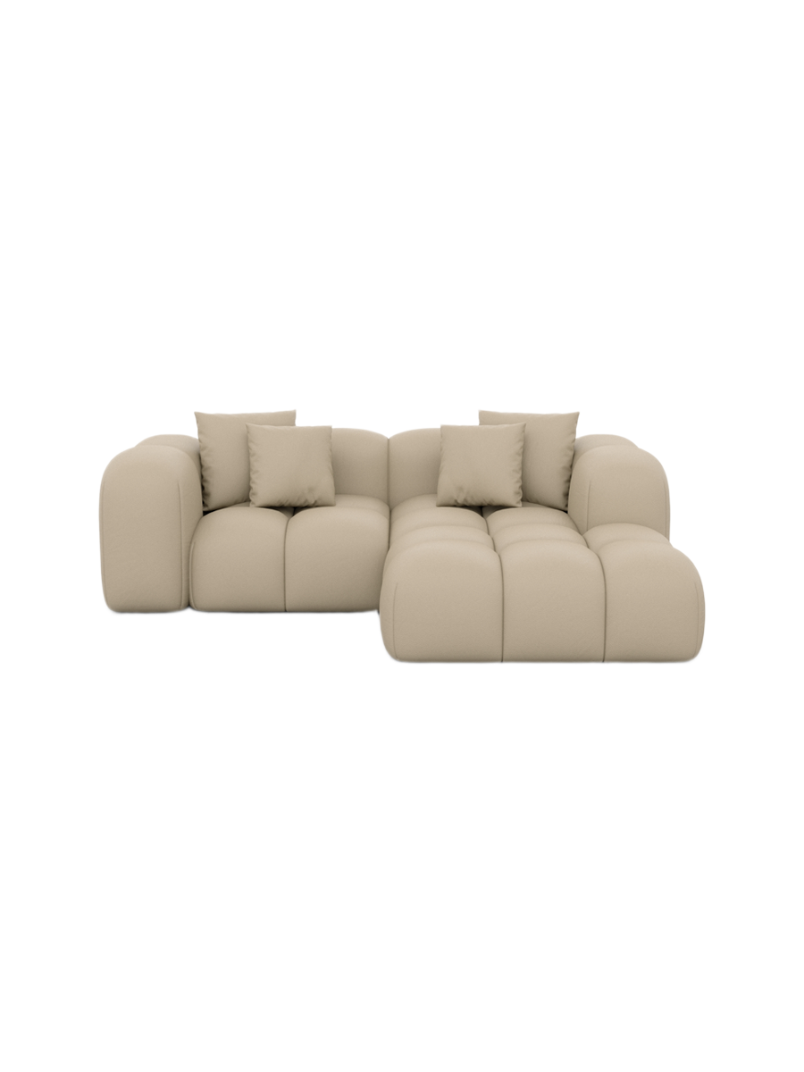 
3-Sitzer Design Echtleder Ecksofa „Alba Studio“ - Echtleder Beige / Eckteil links