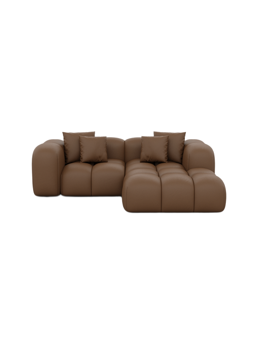 
3-Sitzer Design Echtleder Ecksofa „Alba Studio“ - Echtleder Beige / Eckteil links
