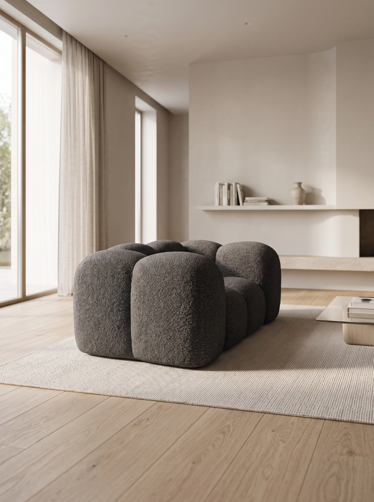 
Fauteuil lounge design « Alba » avec revêtement bouclé - Bouclé Graphit