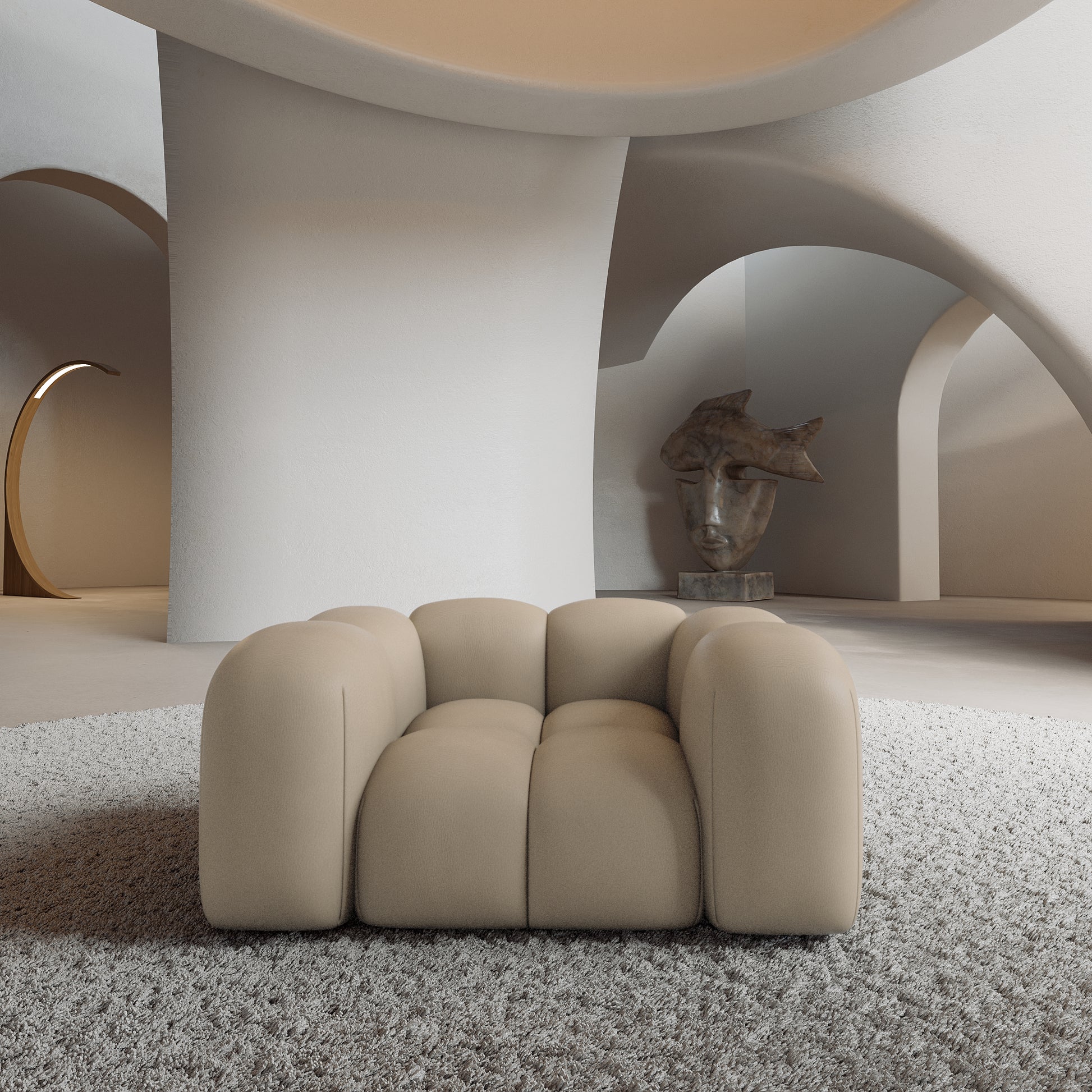 
Echtleder Design Loungesessel „Alba“ - Echtleder Beige