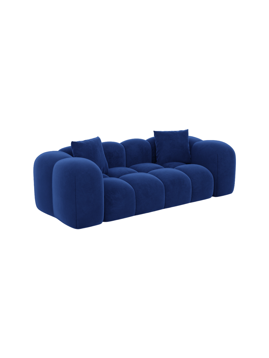 
2-Sitzer Design Sofa „Alba“ mit Samtbezug - Samtbezug Königsblau