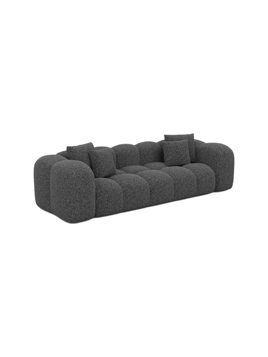 
3-Sitzer Design Sofa „Alba“ mit Bouclé-Bezug - Bouclé Graphit