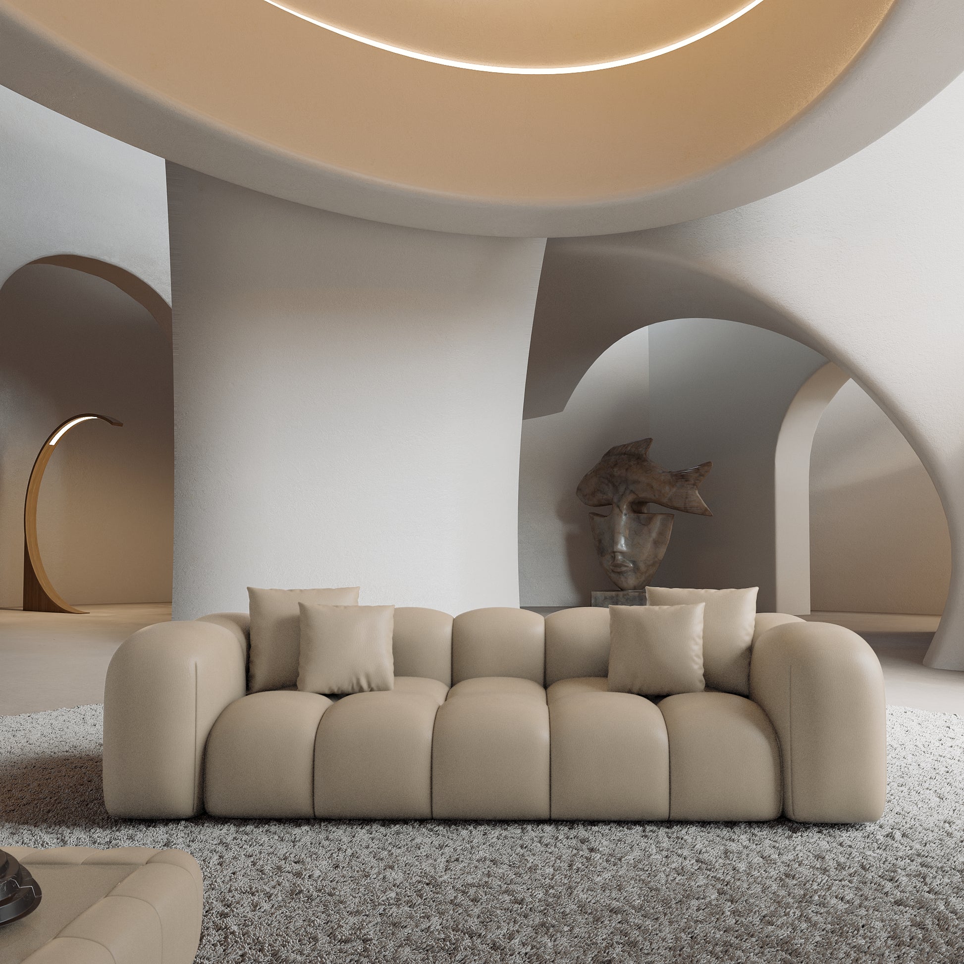 
3-Sitzer Design Echtleder Sofa „Alba“ - Echtleder Beige
