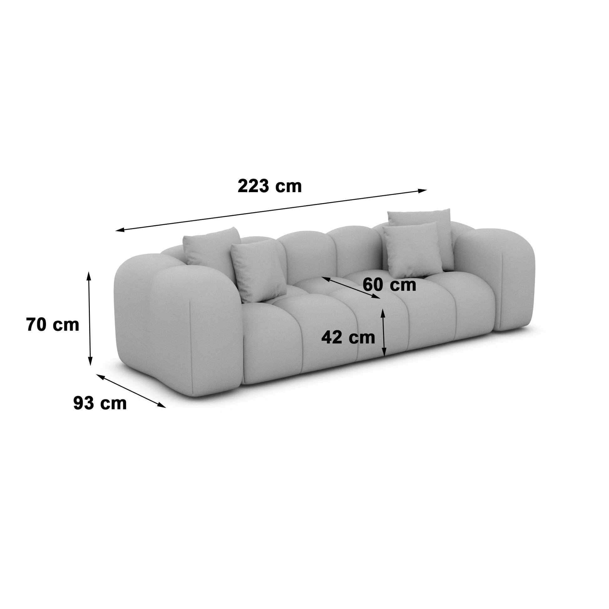 
3-Sitzer Design Sofa „Alba“ mit Strukturstoff-Bezug - Strukturstoff Beige