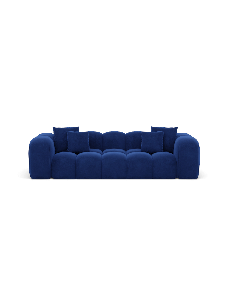 
Divano di design a 3 posti “Alba” con rivestimento in velluto - Rivestimento in raso blu reale