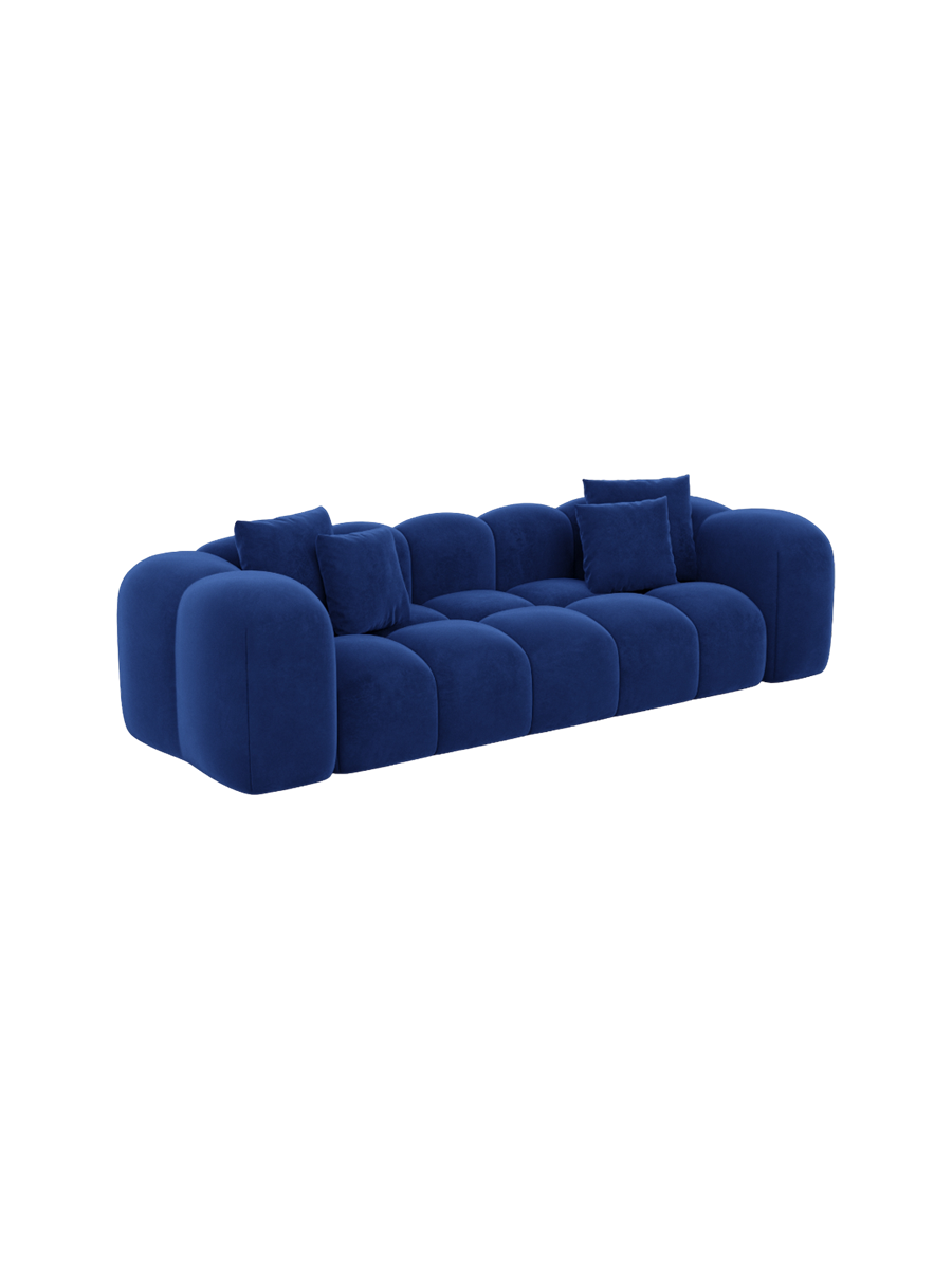 
3-Sitzer Design Sofa „Alba“ mit Samtbezug - Samtbezug Königsblau
