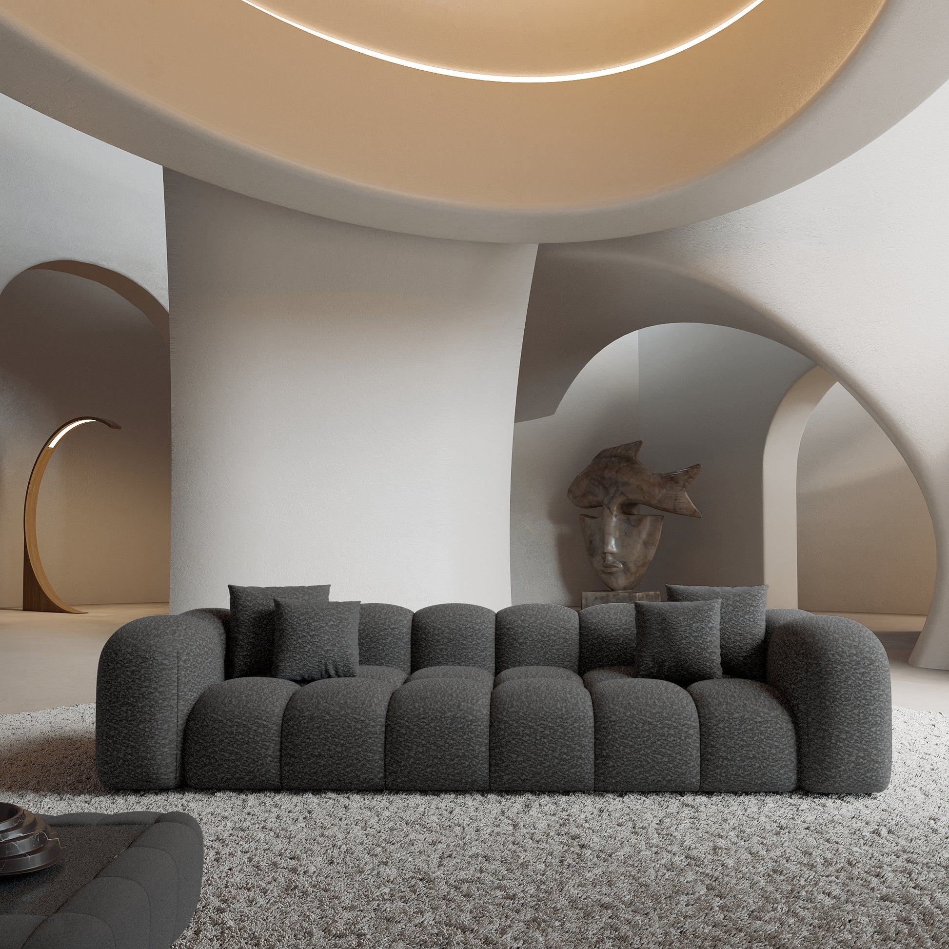 
4-Sitzer Design Sofa „Alba“ mit Bouclé-Bezug - Bouclé Graphit