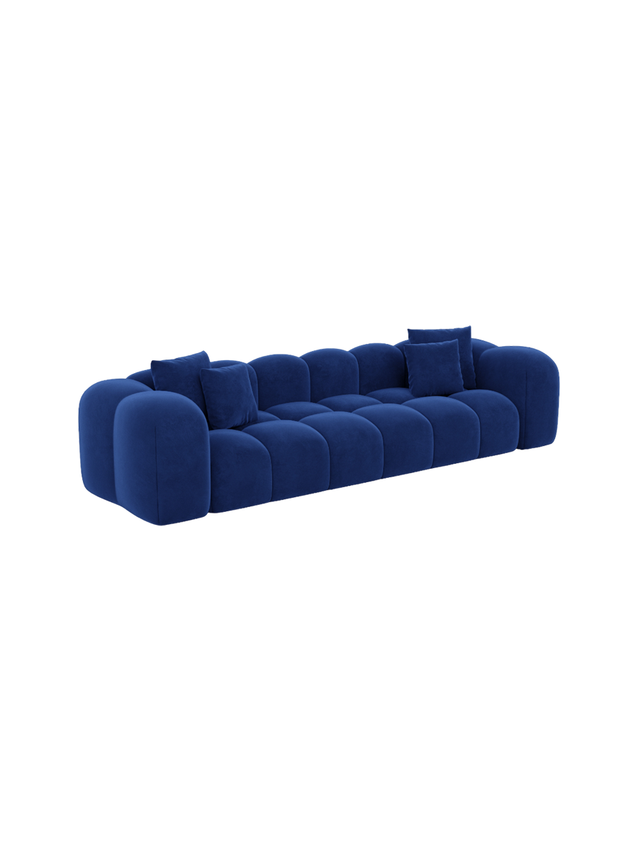 
4-Sitzer Design Sofa „Alba“ mit Samtbezug - Samtbezug Königsblau