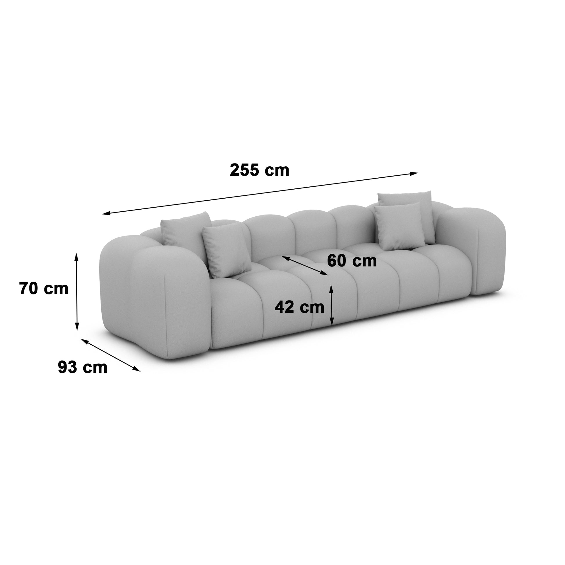 
4-Sitzer Design Sofa „Alba“ mit Samtbezug - Samtbezug Königsblau