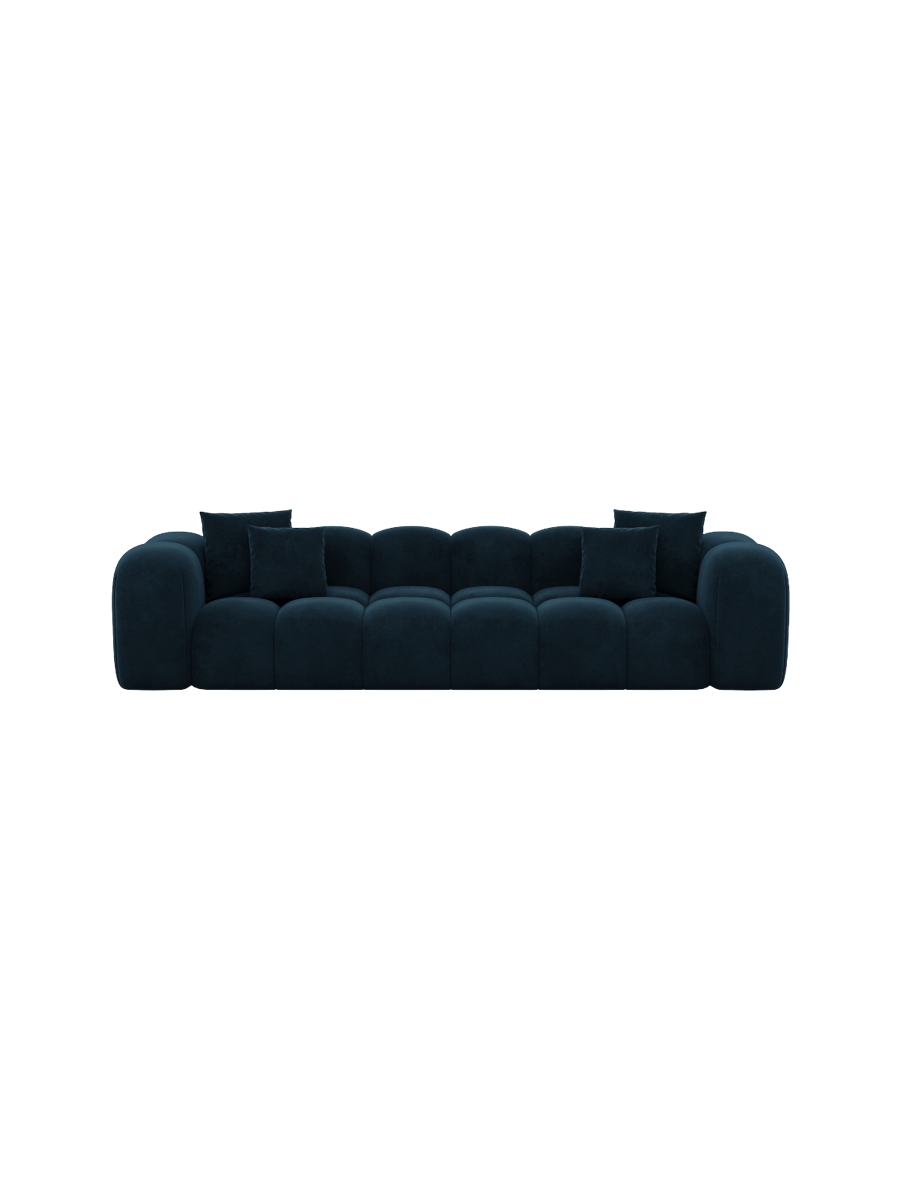 
4-Sitzer Design Sofa „Alba“ mit Samtbezug - Samtbezug Königsblau