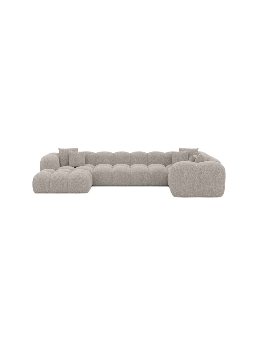 
7-Sitzer Design Panorama-Sofa „Alba XL“ mit Bouclé-Bezug - Bouclé Graphit / Lange Seite links