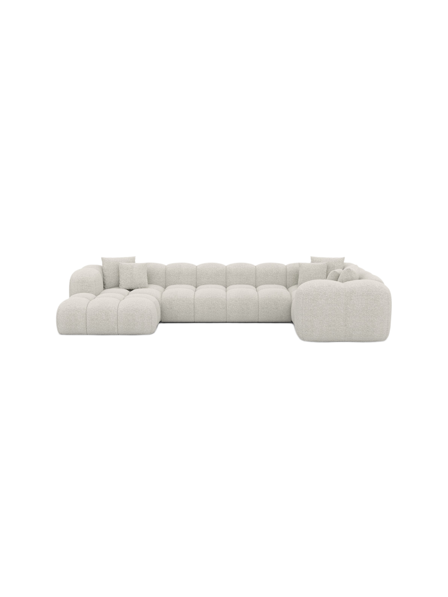 
7-Sitzer Design Panorama-Sofa „Alba XL“ mit Bouclé-Bezug - Bouclé Graphit / Lange Seite links