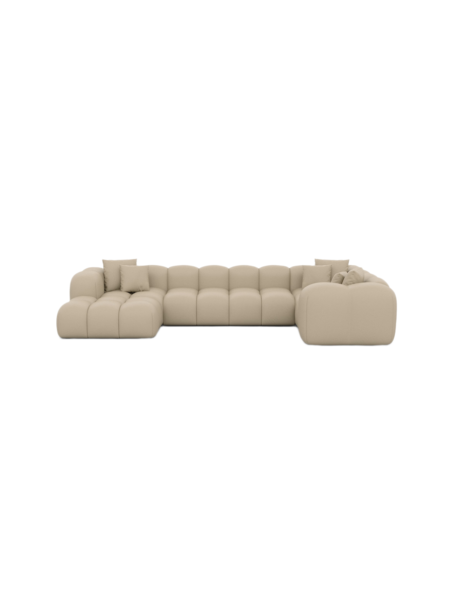 
6-Sitzer Design Echtleder Panorama-Sofa „Alba XL“ - Echtleder Beige / lange Seite rechts