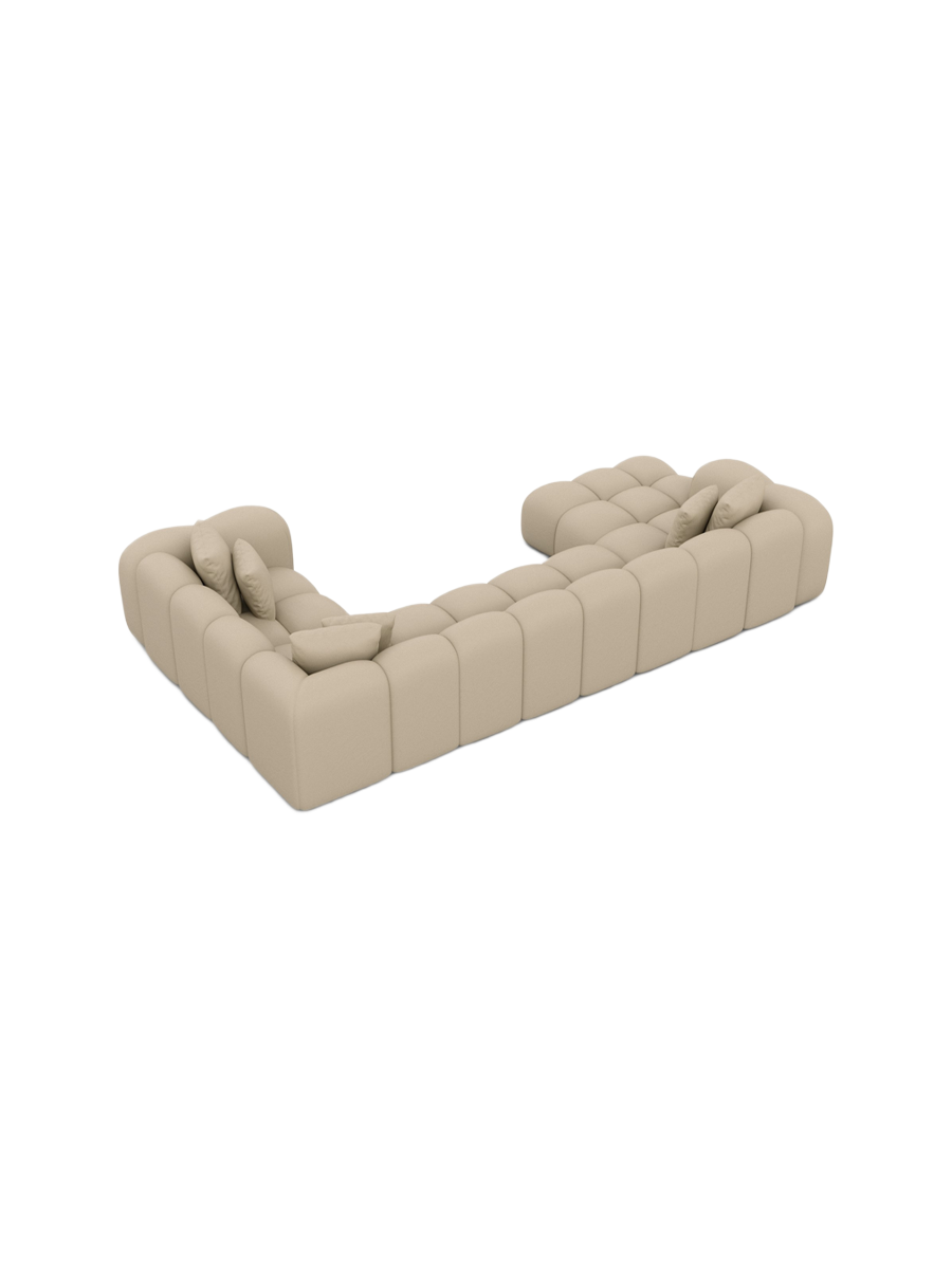 
6-Sitzer Design Echtleder Panorama-Sofa „Alba XL“ - Echtleder Beige / lange Seite rechts