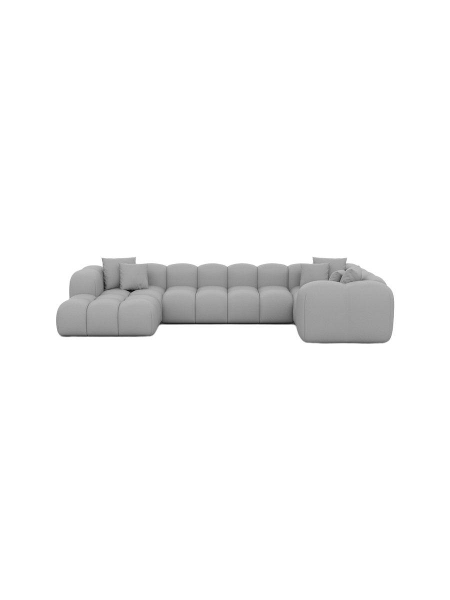 
6-Sitzer Design Echtleder Panorama-Sofa „Alba XL“ - Echtleder Beige / lange Seite rechts