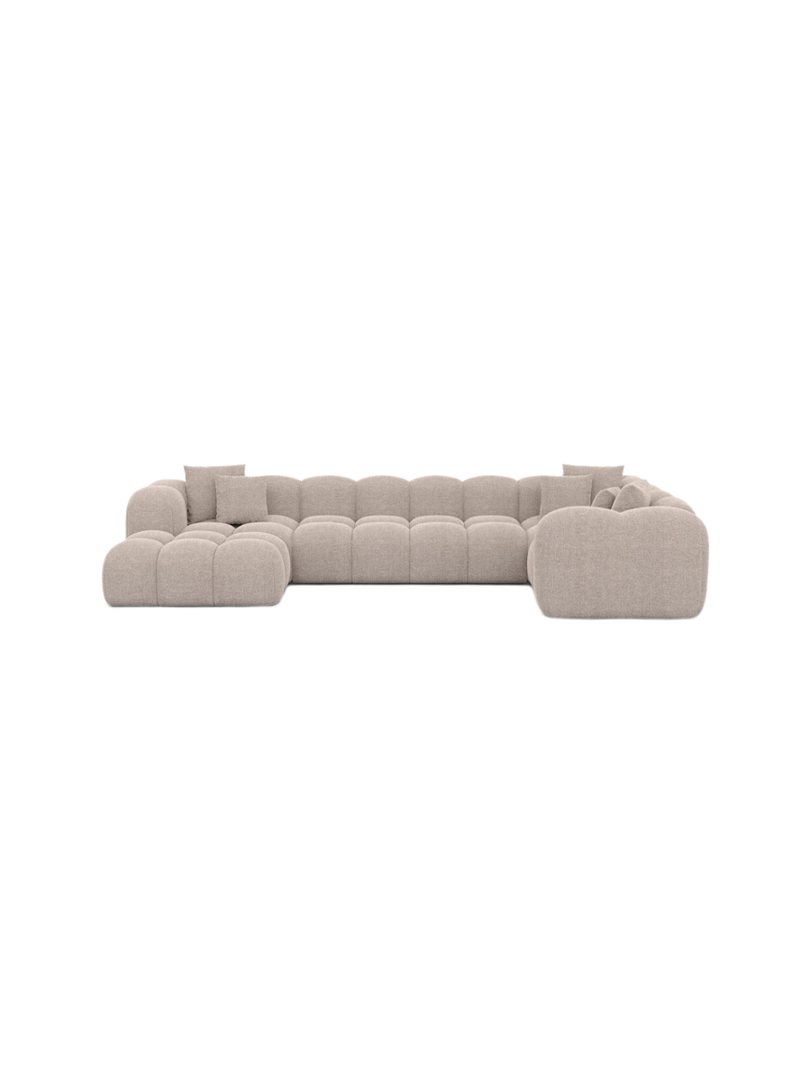 
6-Sitzer Design Panorama-Sofa „Alba XL“ mit Strukturstoff-Bezug - Strukturstoff Beige / Lange Seite links