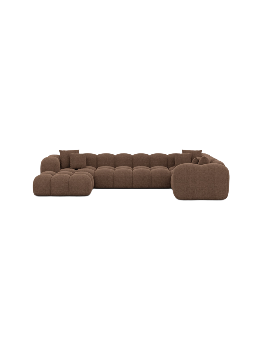 
6-Sitzer Design Panorama-Sofa „Alba XL“ mit Strukturstoff-Bezug - Strukturstoff Beige / Lange Seite links