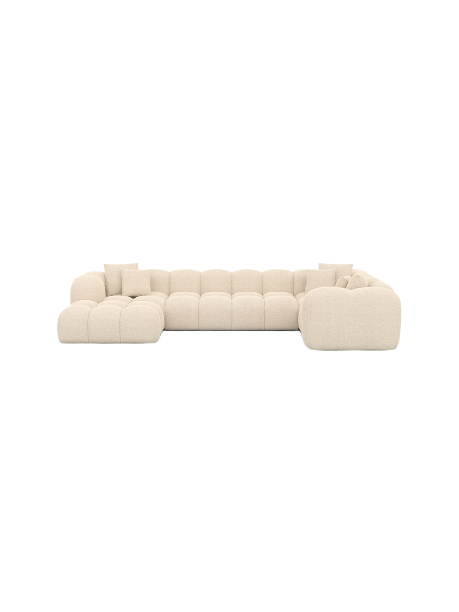 
6-Sitzer Design Panorama-Sofa „Alba XL“ mit Strukturstoff-Bezug - Strukturstoff Beige / Lange Seite links