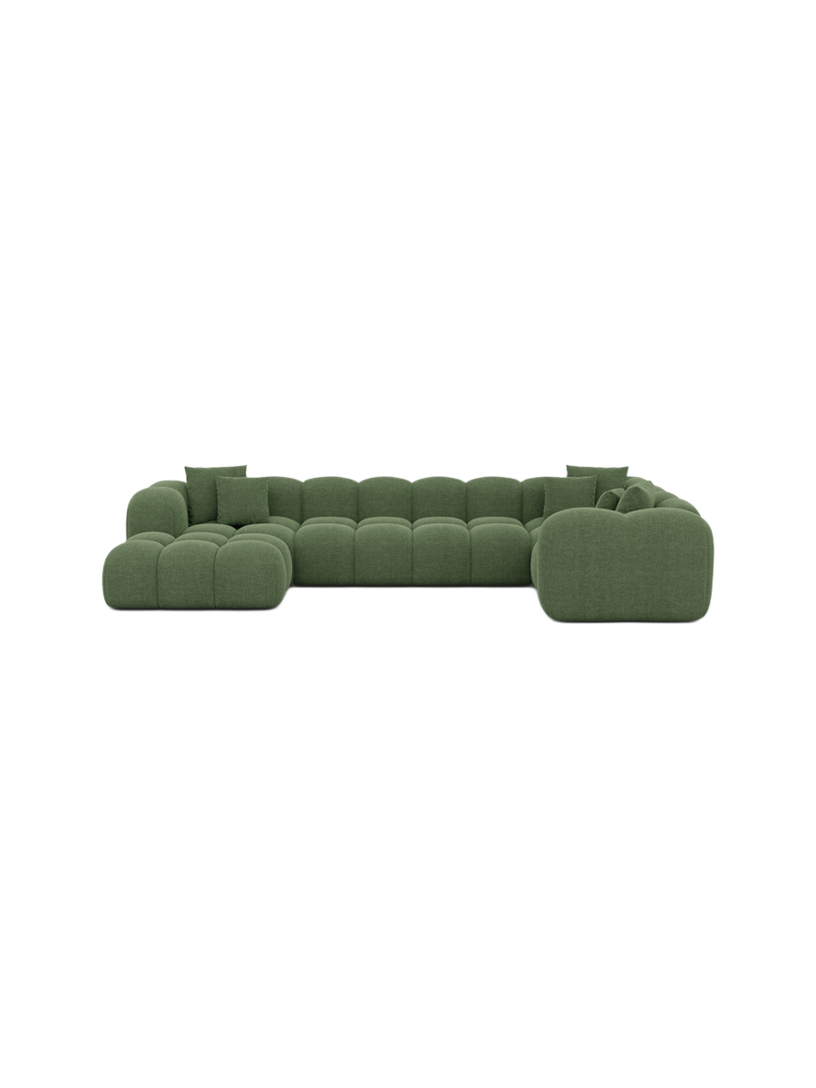 
6-Sitzer Design Panorama-Sofa „Alba XL“ mit Strukturstoff-Bezug - Strukturstoff Beige / Lange Seite links