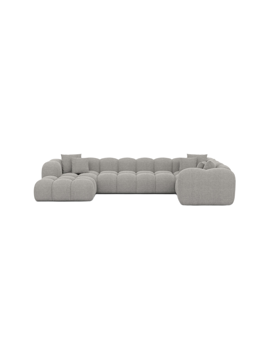 
6-Sitzer Design Panorama-Sofa „Alba XL“ mit Strukturstoff-Bezug - Strukturstoff Beige / Lange Seite links