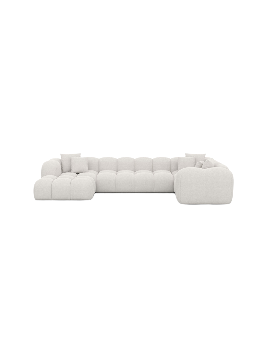 
6-Sitzer Design Panorama-Sofa „Alba XL“ mit Strukturstoff-Bezug - Strukturstoff Beige / Lange Seite links