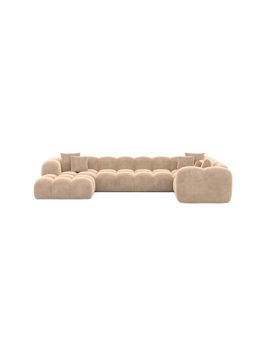 
6-Sitzer Design Panorama-Sofa „Alba Lounge XL“ mit Samtbezug - Samtbezug Königsblau / lange Seite rechts