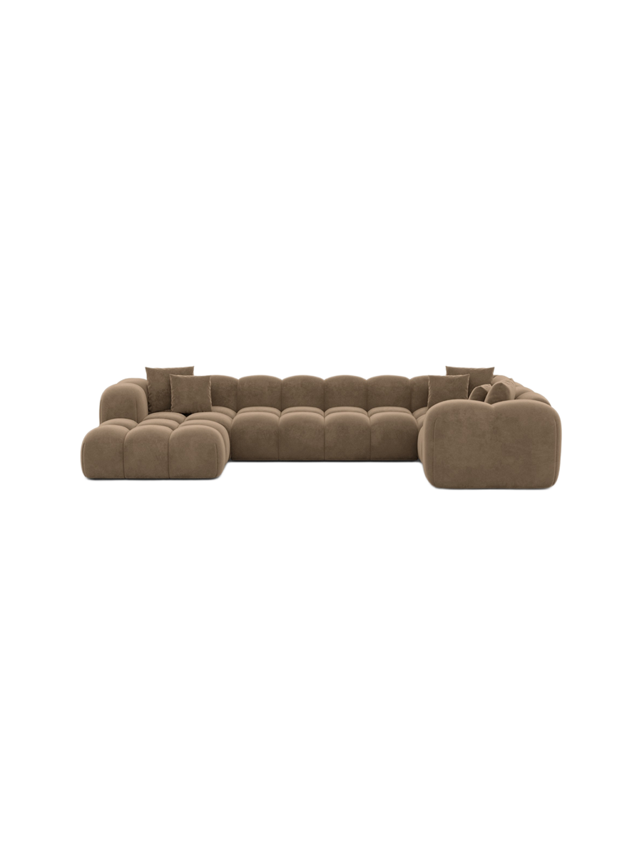 
6-Sitzer Design Panorama-Sofa „Alba Lounge XL“ mit Samtbezug - Samtbezug Königsblau / lange Seite rechts