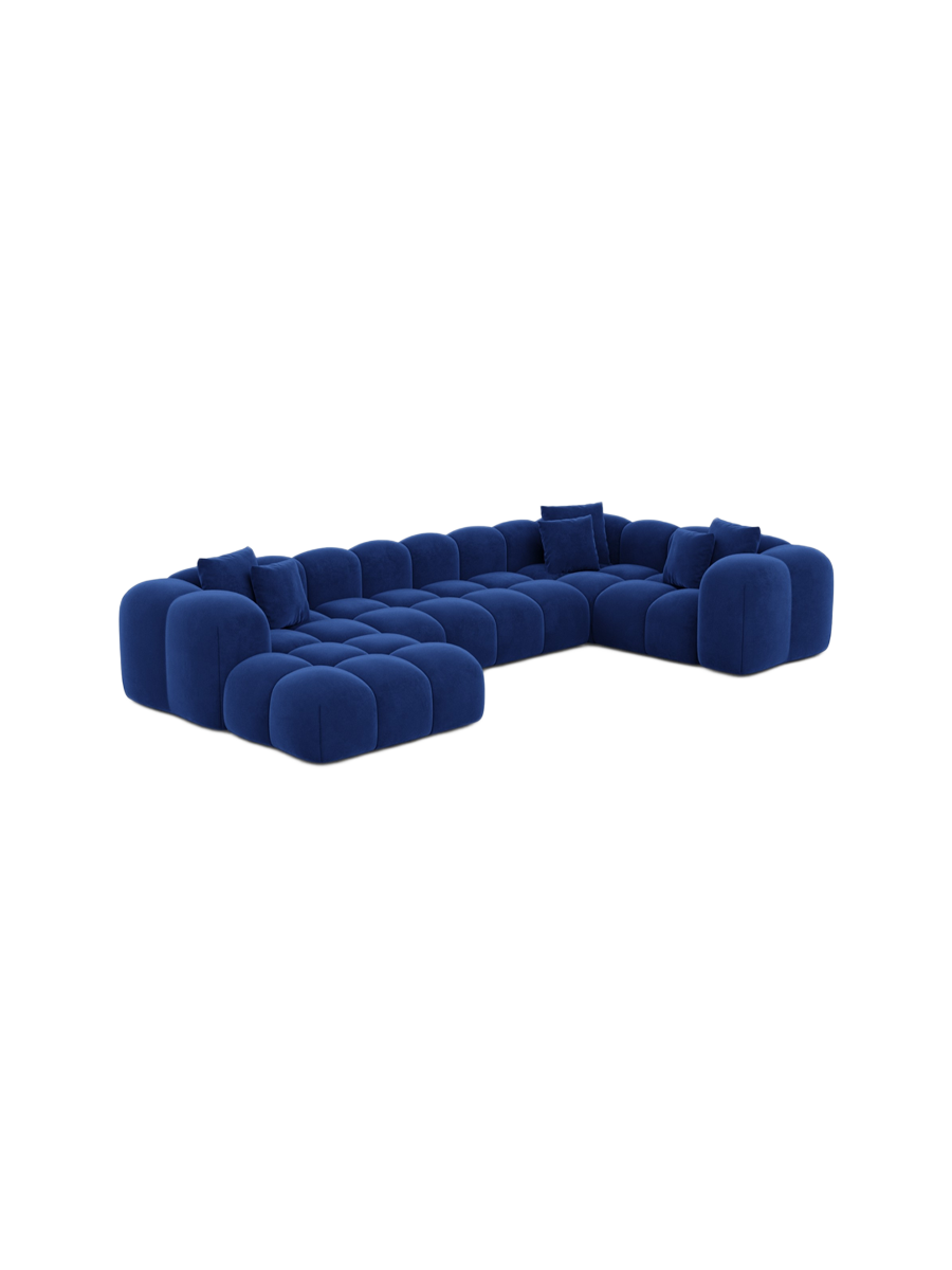 
6-Sitzer Design Panorama-Sofa „Alba Lounge XL“ mit Samtbezug - Samtbezug Königsblau / lange Seite rechts