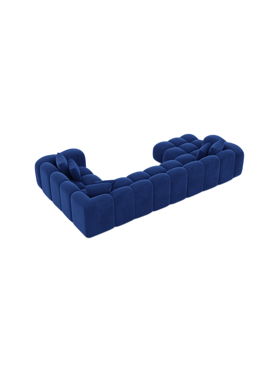 
6-Sitzer Design Panorama-Sofa „Alba Lounge XL“ mit Samtbezug - Samtbezug Königsblau / lange Seite rechts